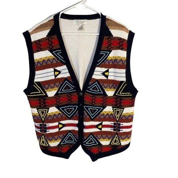 𝅺cambridge Dry Goods Vintage Beaded Sweater Vest Size XL - Picture 1 of 8